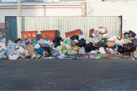 Uncleared heap of garbage after New Year's holidays in Russia Stock Photos