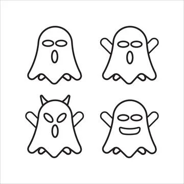 Uncolored cute ghost emoticon pack vol.1. Flat Character Expression. Vector.. 스톡 일러스트
