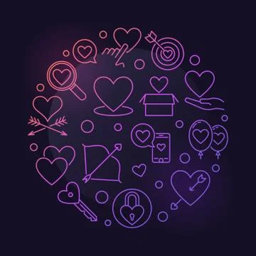 Unconditional Love vector round colored outline illustration Stock Illustration