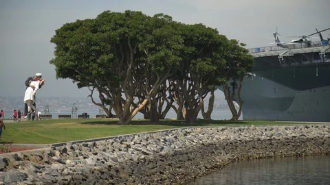 "Unconditional Surrender" on the San Diego waterfront Stock Footage 87144261