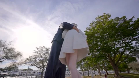 Unconditional Surrender sculpture a statue in Sarasota Florida depicting  a.. Stock Footage 230933993