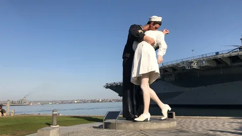 Unconditional Surrender Statue In San Diego's Embarcadero Park California Stock Footage 101651481
