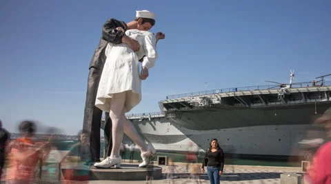 Unconditional Surrender Statue Time Lapse in Downtown San Diego Stock Footage 64231673