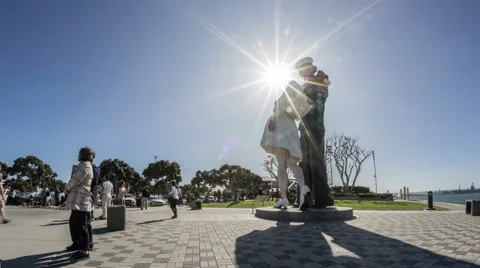 Unconditional Surrender Statue Time Lapse in Downtown San Diego Stock Footage 64231713