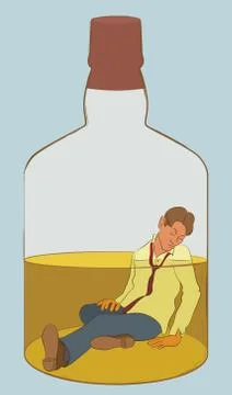 Unconscious Drunk man Stock Illustration