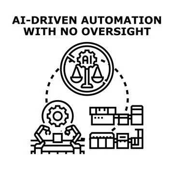 Uncontrolled ai automation lacking ethical oversight and justice Stock Illustration
