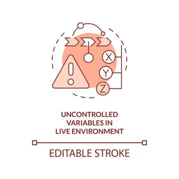 Uncontrolled variables in live environment red concept icon Stockillustratie