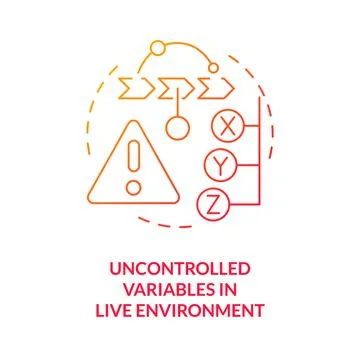 Uncontrolled variables in live environment red gradient concept icon 스톡 일러스트