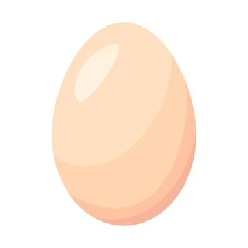 Uncooked bird egg isolated on white cartoon icon breakfast food ingredient eg Stock Illustration