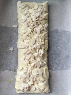 Uncooked cake on tray Stock Photos