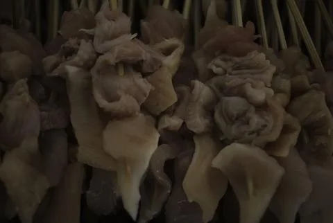 Uncooked Chicken Satay Stock Photos
