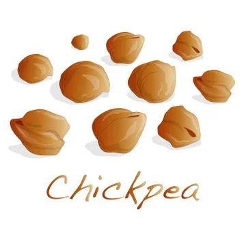 Uncooked chickpeas on white background Stock Illustration