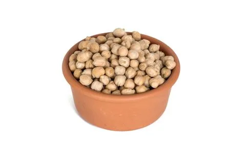 Uncooked chickpeas on white background Stock Photos