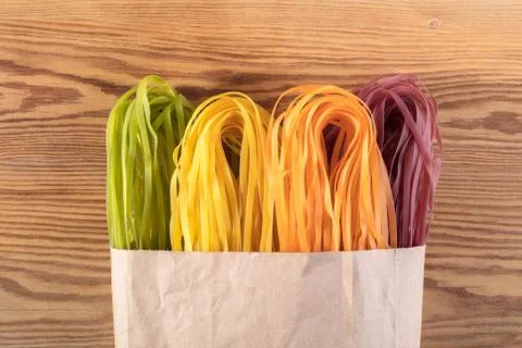 Uncooked colored spaghetti Stock Photos
