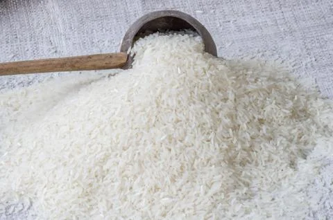 Uncooked jasmine rice Stock Photos