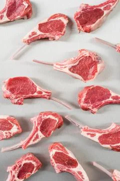 Uncooked lamb chops Stock Photos