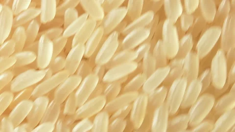 Uncooked Long Grain Parboiled Rice, Rotating Background - Top View Stock Footage 194417495