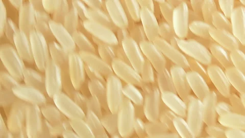 Uncooked Long Grain Parboiled Rice, Rotating Background - Top View Stock Footage 201378499