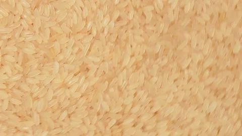 Uncooked Long Grain Parboiled Rice, Rotating Background - Top View Stock Footage 202313481