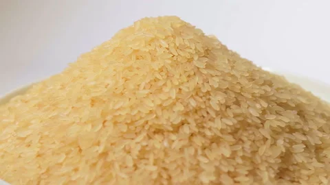 Uncooked Long Grain Parboiled Rice Rotating Stock Footage 225211724