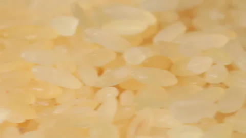 Uncooked Long Grain Parboiled Rice Rotating - Macro Stock Footage 227156477