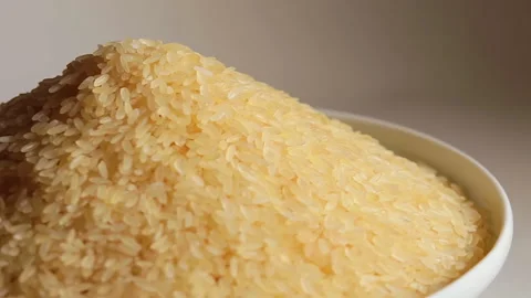 Uncooked Long Grain Parboiled Rice Rotating Stock Footage 244611035