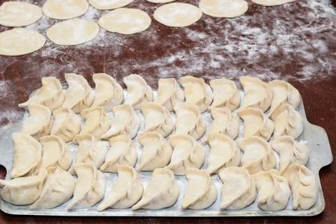Uncooked meat dumplings Stock Photos