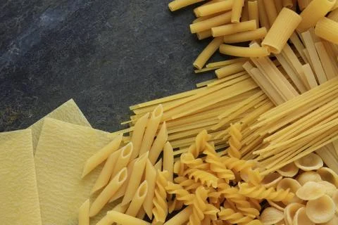 Uncooked pasta selection Foto stock