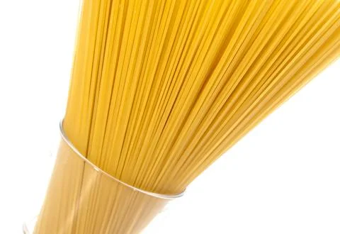 Uncooked pasta spaghetti on white background Stock Photos