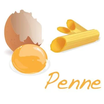 Uncooked penne pasta Stock Illustration