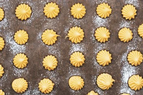 Uncooked Profiteroles Background for Baking Concept Stock Photos