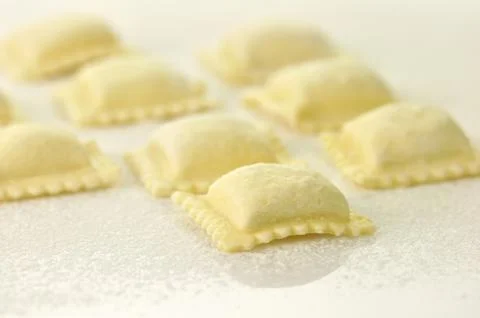 Uncooked ravioli close up Stock Photos