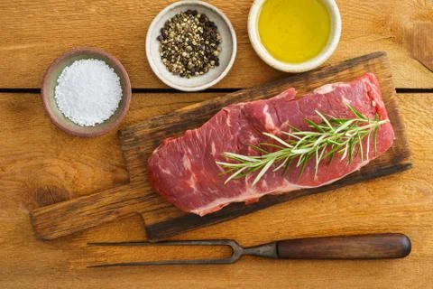 Uncooked rump steak Stock Photos