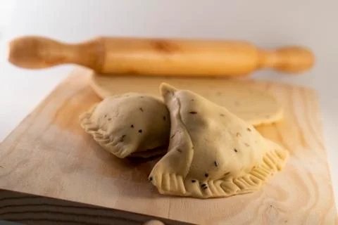 Uncooked samosa Stock Photos
