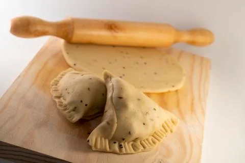 Uncooked samosa Foto stock