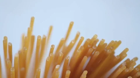 Uncooked spaghetti pasta on kitchen table. Stock Footage 72241510