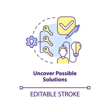 Uncover possible solutions concept icon Stock Illustration