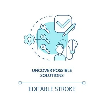 Uncover possible solutions turquoise concept icon Stock Illustration
