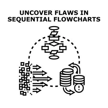 Uncovering flaws in sequential flowcharts and process analysis Illustrazione stock