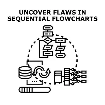 Uncovering flaws in sequential flowcharts and data processing Stock-Illustration