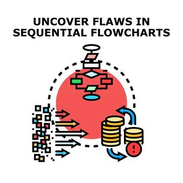 Uncovering flaws in sequential flowcharts and process analysis Stock Illustration