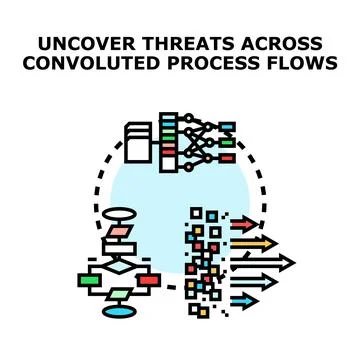 Uncovering threats in complex data process flows Illustrazione stock