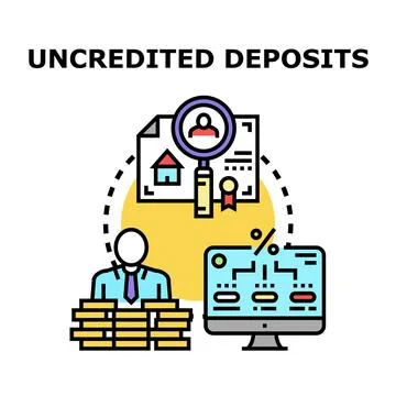 Uncredited deposits concept representing financial transaction process Stock Illustration