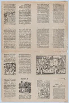An uncut sheet printed on both sides with pages from 'Ademdai' and 'Agracia.. Stock Photos