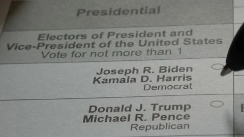 Undecided Voter Struggles to decide between Joe Biden and Donald Trump Stock Footage 141214212