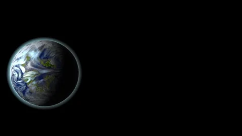 Undefined blue planet whith galo moving black background 3d rendering Stock Footage 243083092