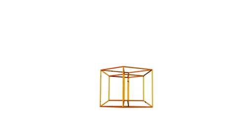 Undefined figure form outline gold cube  moving white background 3d renderin Stock Footage 243084450