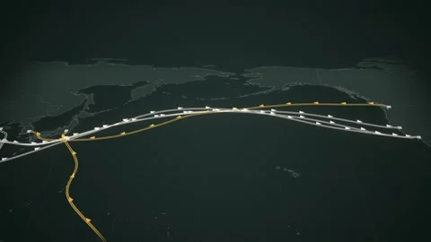 Undefined Perspective Map With Twin Lanes Tracing The Containers Route From Vídeos de archivo 344098554