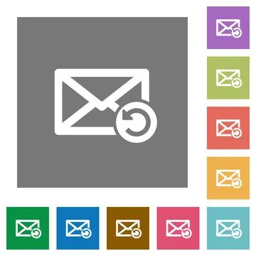 Undelete mail square flat icons Stock Illustration