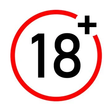 Under 18 not allow icon on white background. 18 plus icon. Stock Illustration
